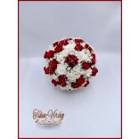 25 szál vörös rózsa fehér díszítésű örökcsokor 