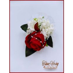 Vörös rózsa fehér rózsa díszítésű kitűző 