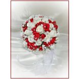 25 szálas fehér-piros örök-csokor 