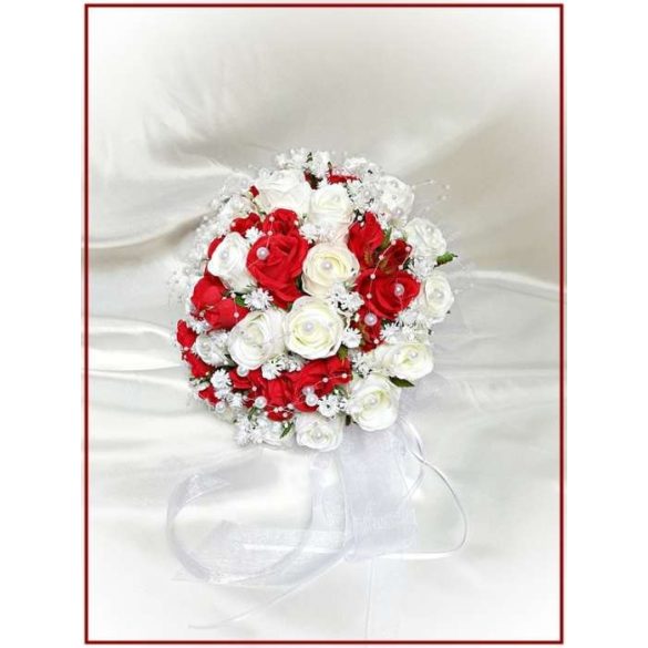 25 szálas fehér-piros örök-csokor 