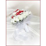 25 szálas fehér-piros örök-csokor 