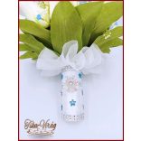 Fehér tulipán-kék díszítéssel örök-csokor 29 szálas 