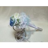 Vintage színű kék-fehér dobó, koszorúslány, vagy köszöntő örök-csokor 