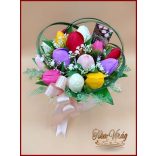 16 szál vegyes tulipánokból áll szappanvirág-box 