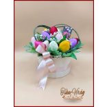 16 szál vegyes tulipánokból áll szappanvirág-box 