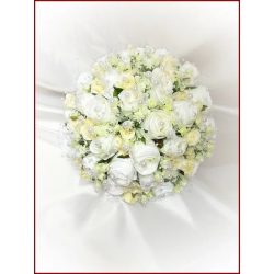 25 szálas fehér-ekrü rózsás örök-csokor 