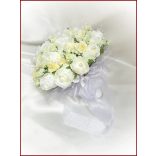 25 szálas fehér-ekrü rózsás örök-csokor 