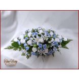 Fehér-kék rózsás örök-asztaldísz 