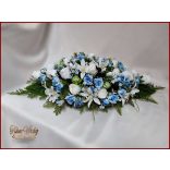 Fehér-kék rózsás örök-asztaldísz 