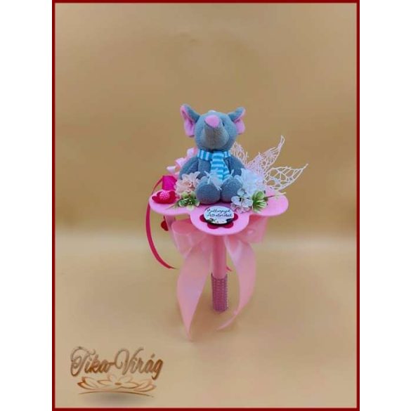 Ovis ballagási örök csokor lányoknak – elefántos egyedi ajándék