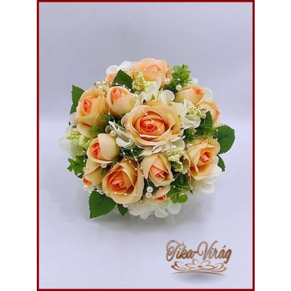 Barack rózsás esküvői örökcsokor kitűzővel 