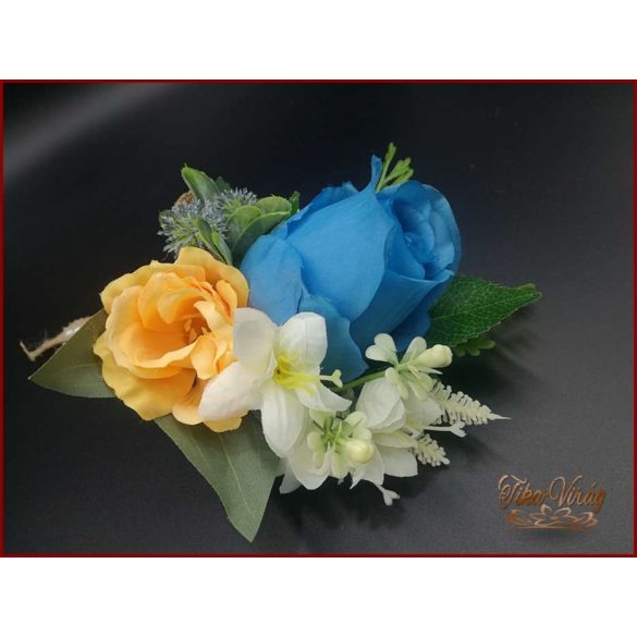 Kék rózsás kitűző 