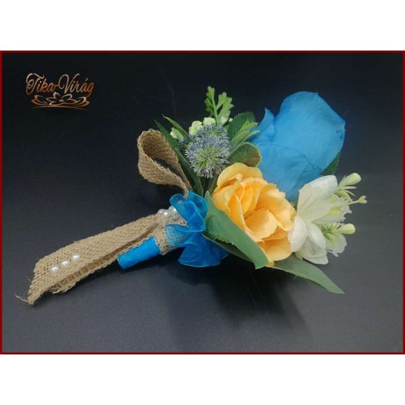 Kék rózsás kitűző 