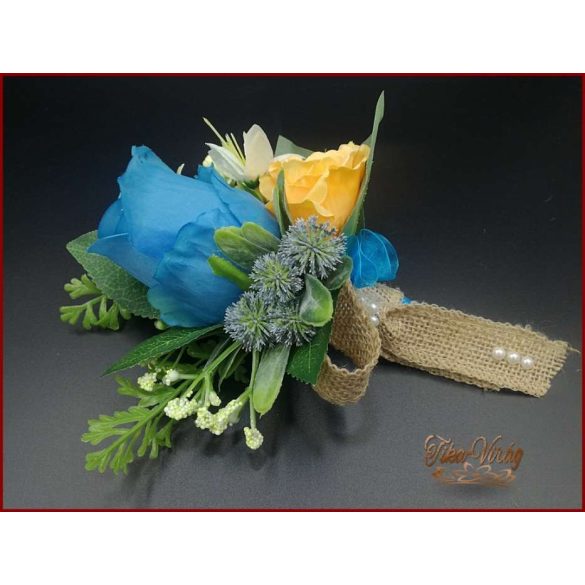 Kék rózsás kitűző 