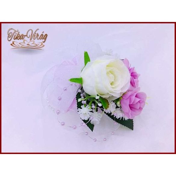 Csuklódísz fehér-lila gyöngysoron 