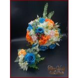 KÉK RÓZSÁS VEGYES CSOKOR + Kitűzővel 