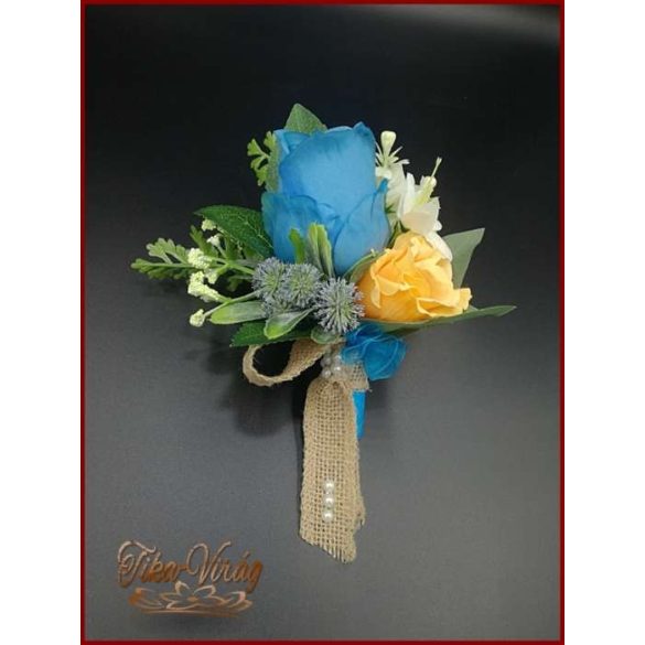 KÉK RÓZSÁS VEGYES CSOKOR + Kitűzővel 