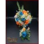 KÉK RÓZSÁS VEGYES CSOKOR + Kitűzővel 