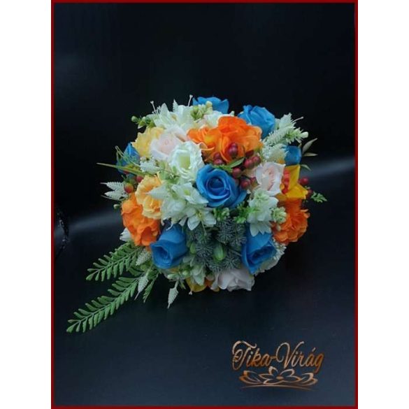 KÉK RÓZSÁS VEGYES CSOKOR + Kitűzővel 