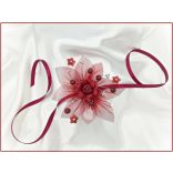 Bordó virágos ezüst díszítésű csuklódísz 