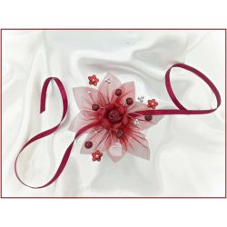 Bordó virágos ezüst díszítésű csuklódísz 