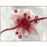 Bordó virágos ezüst díszítésű csuklódísz 