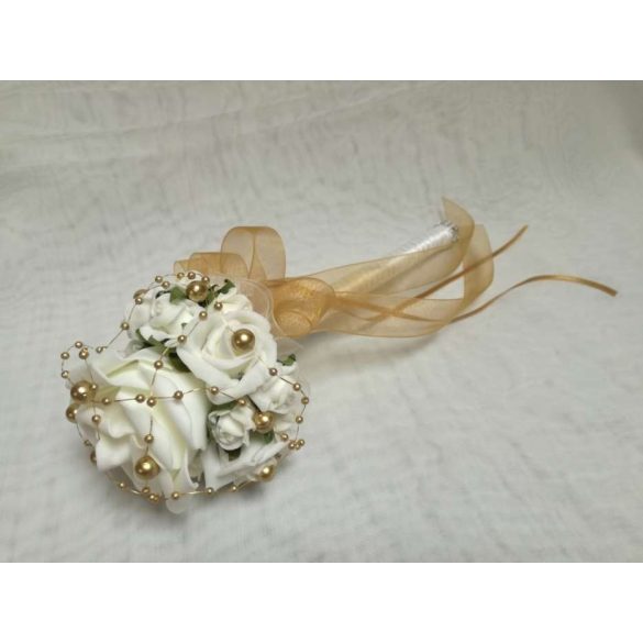 Ekrü-arany dobó, koszorúslány vagy köszöntő örök-csokor 