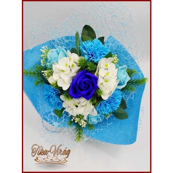 Kék vegyes szappanvirág csokor 