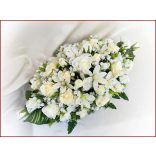 Ekrü-fehér türkiz díszítésű asztaldísz 