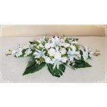 Fehér virágos örök-asztaldísz 80cm. 