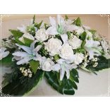 Fehér virágos örök-asztaldísz 80cm. 