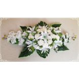 Fehér virágos örök-asztaldísz 80cm. 