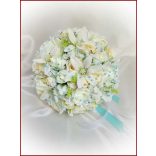 Ekrü-fehér türkiz díszítésű örök-csokor 