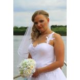 Ekrü-fehér türkiz díszítésű örök-csokor 