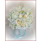 Ekrü-fehér türkiz díszítésű örök-csokor 