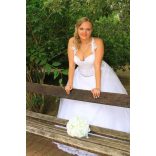 Ekrü-fehér türkiz díszítésű örök-csokor 