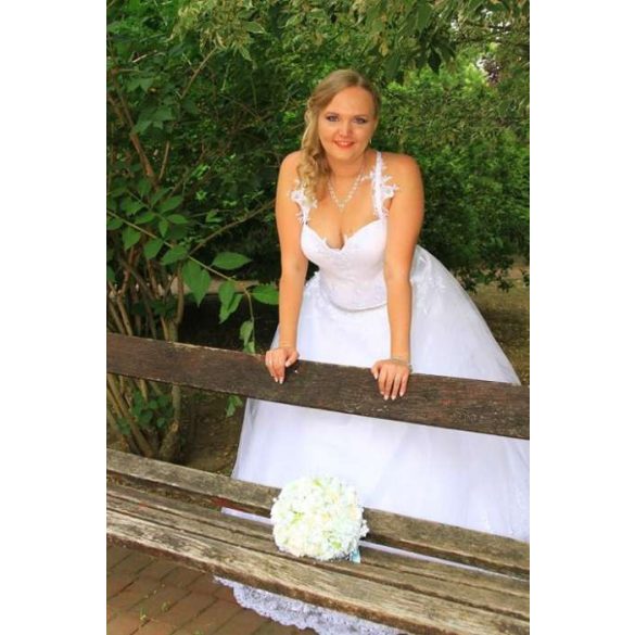 Ekrü-fehér türkiz díszítésű örök-csokor 