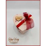 Szappan-rózsa box "L" Puder pettyes szív dobozban 