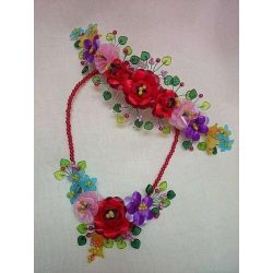 Kalocsai motívumos fejdísz+nyakdísz 