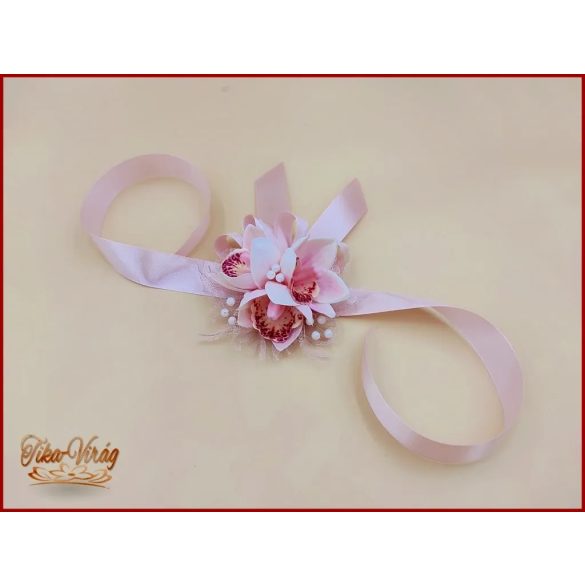 Esküvői csuklódísz, szalagavatóra is. Mályva orchideás csuklódísz 