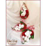 Piros-fehér orchideás örök szülőköszöntő-csokor 