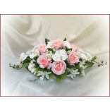 Rózsaszín-rózsás fehér-orchideás örök-asztaldísz 