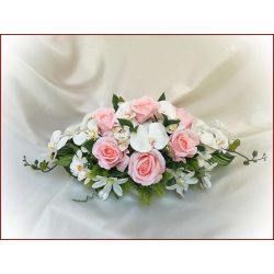 Rózsaszín-rózsás fehér-orchideás örök-asztaldísz 