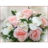 Rózsaszín-rózsás fehér-orchideás örök-asztaldísz 