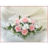 Rózsaszín-rózsás fehér-orchideás örök-asztaldísz 