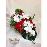 Piros-fehér orchideás örök autódísz 