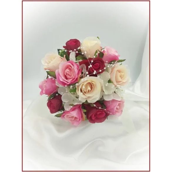 Pink-barack-pasztell örök-csokor 13 virágos 