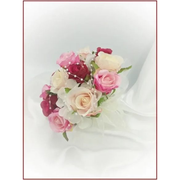 Pink-barack-pasztell örök-csokor 13 virágos 