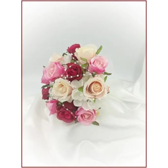 Pink-barack-pasztell örök-csokor 13 virágos 