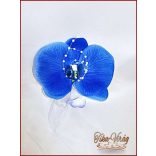 Kék orchideás kitűző 